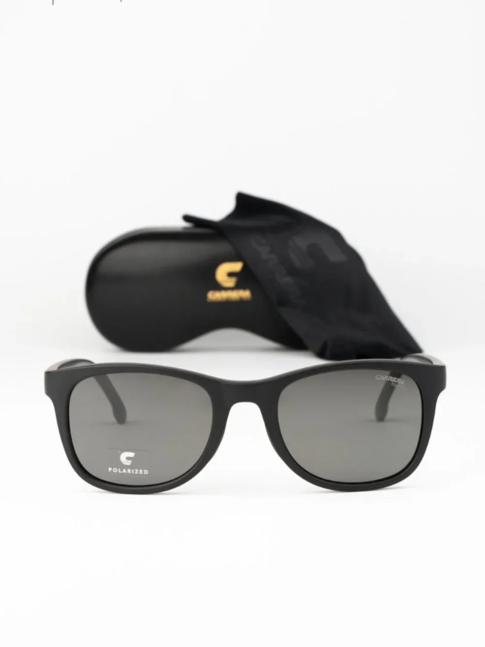 Carrera Women Sunglasses Black Grey Polarized Square CARRERA 8054/S 0003/M9 NEW